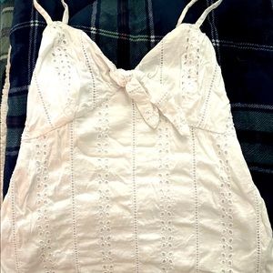 White Front Tie Tank Top